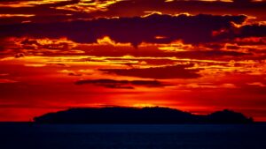 A breathtaking view of sundown today with vibrant orange and purple skies.