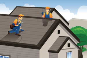 Homeowner inspecting shingles like a roofing cop