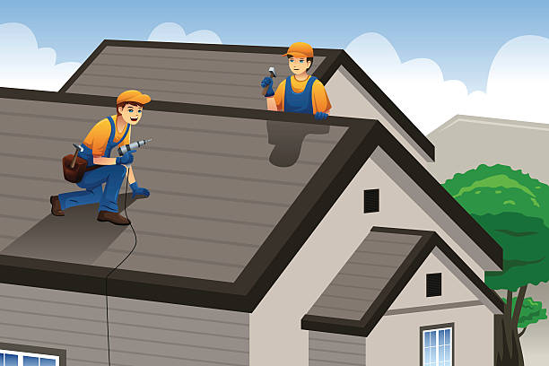 Homeowner inspecting shingles like a roofing cop