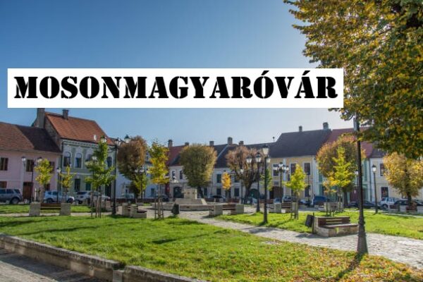 View over Mosonmagyaróvár town and Danube branch